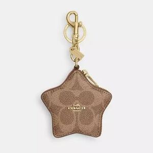 *NWT* COACH Star Bag Charm Pouch In Tan Signature Canvas